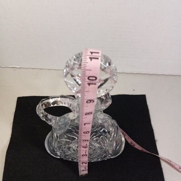 Clear Crystal Decanter with Handle large Flat Shaped Stopper Barware Cottagecore - Picture 5 of 9